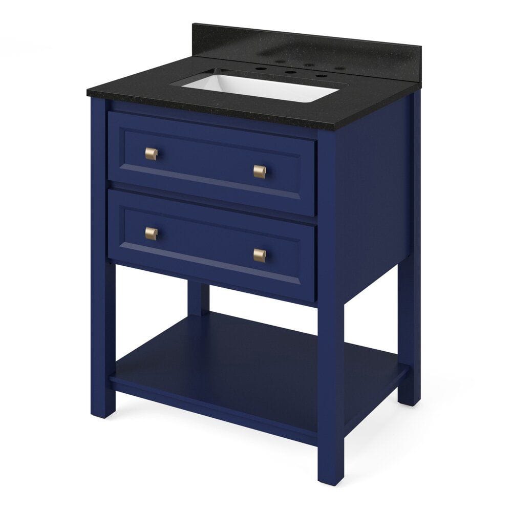 Adler Transitional 30" Hale Blue Vanity, Black Granite Top | VKITADL30BLBGR