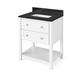 Adler Transitional 30" White Vanity, Black Granite Top | VKITADL30WHBGR