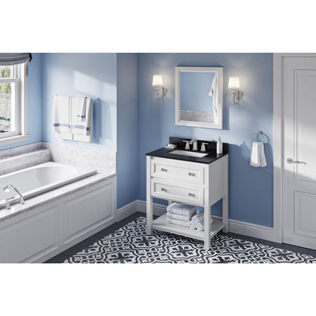 Adler Transitional 30" White Vanity, Black Granite Top | VKITADL30WHBGR