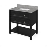 Adler Transitional 36" Black Vanity, Boulder Cultured Marble Top | VKITADL36BKBOR