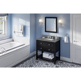 Adler Transitional 36" Black Vanity, Steel Grey Cultured Marble Top | VKITADL36BKSGR