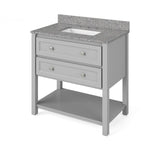 Adler Transitional 36" Grey Vanity, Boulder Cultured Marble Top | VKITADL36GRBOR