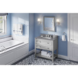 Adler Transitional 36" Grey Vanity, Boulder Cultured Marble Top | VKITADL36GRBOR