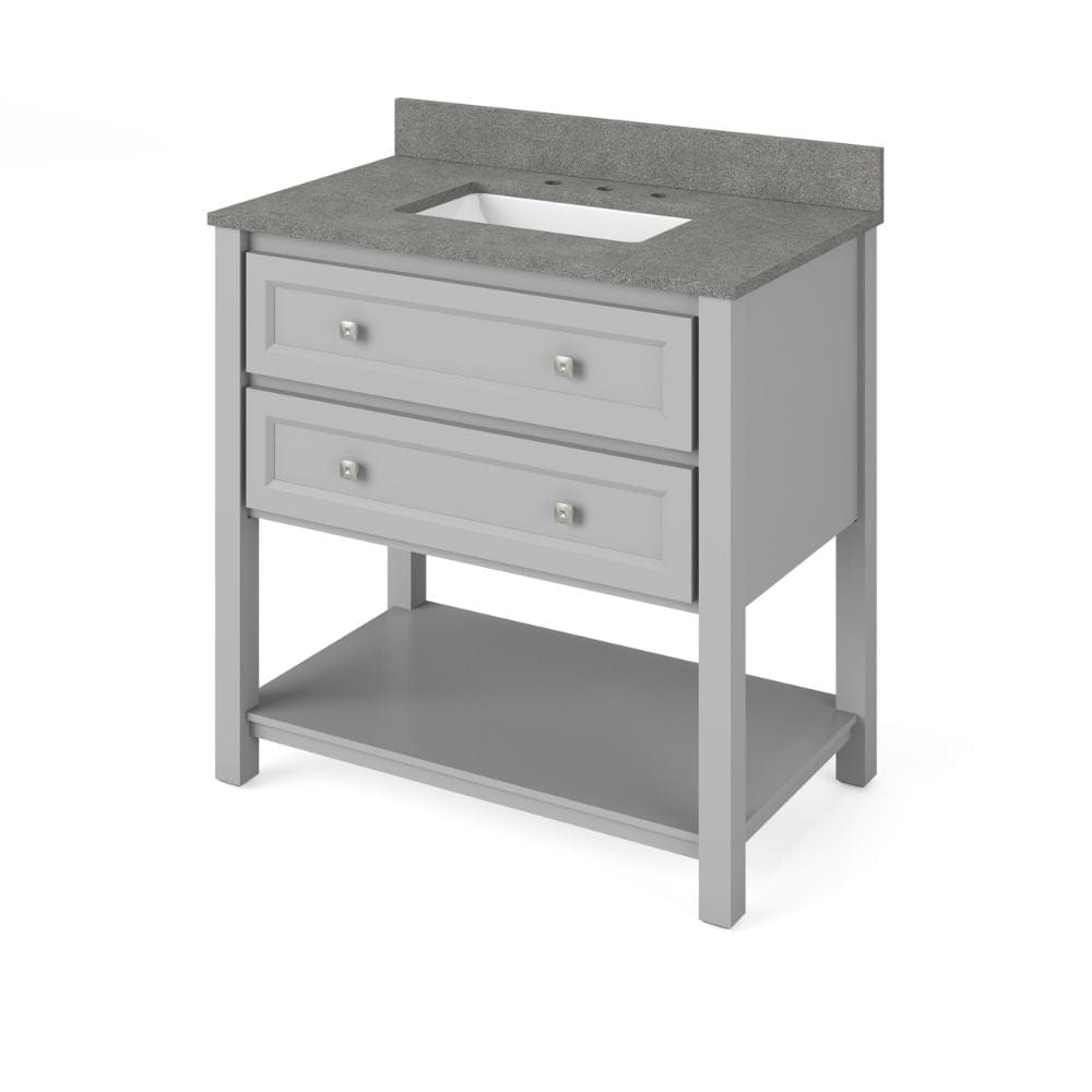 Adler Transitional 36" Grey Vanity, Steel Grey Cultured Marble Top | VKITADL36GRSGR