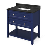 Adler Transitional 36" Hale Blue Vanity, Black Granite Top | VKITADL36BLBGR