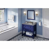 Adler Transitional 36" Hale Blue Vanity, Boulder Cultured Marble Top | VKITADL36BLBOR