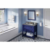 Adler Transitional 36" Hale Blue Vanity, Steel Grey Cultured Marble Top | VKITADL36BLSGR