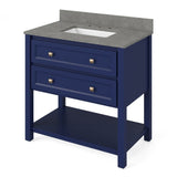 Adler Transitional 36" Hale Blue Vanity, Steel Grey Cultured Marble Top | VKITADL36BLSGR