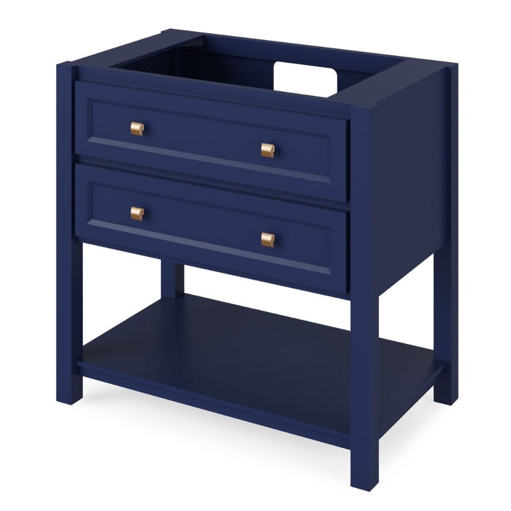 Adler Transitional 36" Hale Blue Vanity, Steel Grey Cultured Marble Top | VKITADL36BLSGR