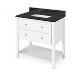 Adler Transitional 36" White Vanity, Black Granite Top | VKITADL36WHBGR