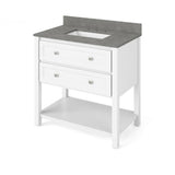 Adler Transitional 36" White Vanity, Steel Grey Cultured Marble Top | VKITADL36WHSGR