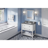 Adler Transitional 36" White Vanity, Steel Grey Cultured Marble Top | VKITADL36WHSGR