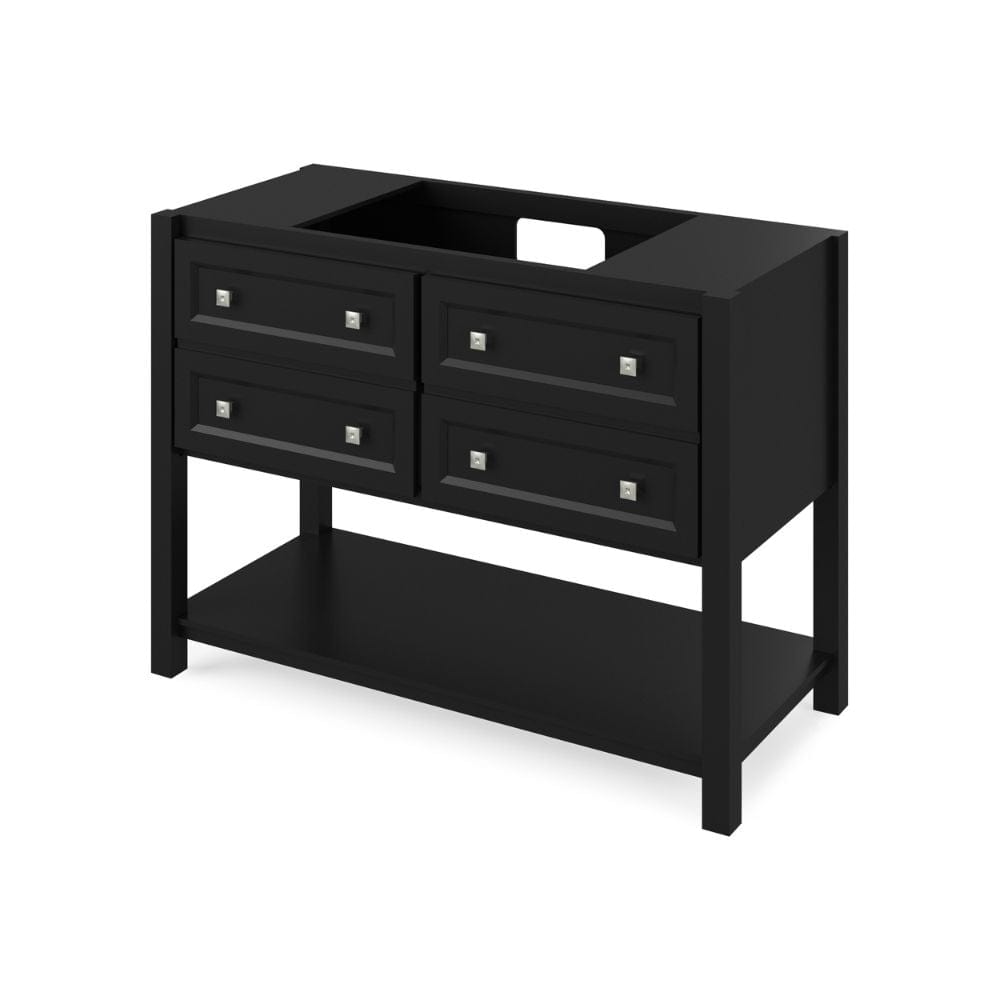 Adler Transitional 48" Black Vanity, Black Granite Top | VKITADL48BKBGR