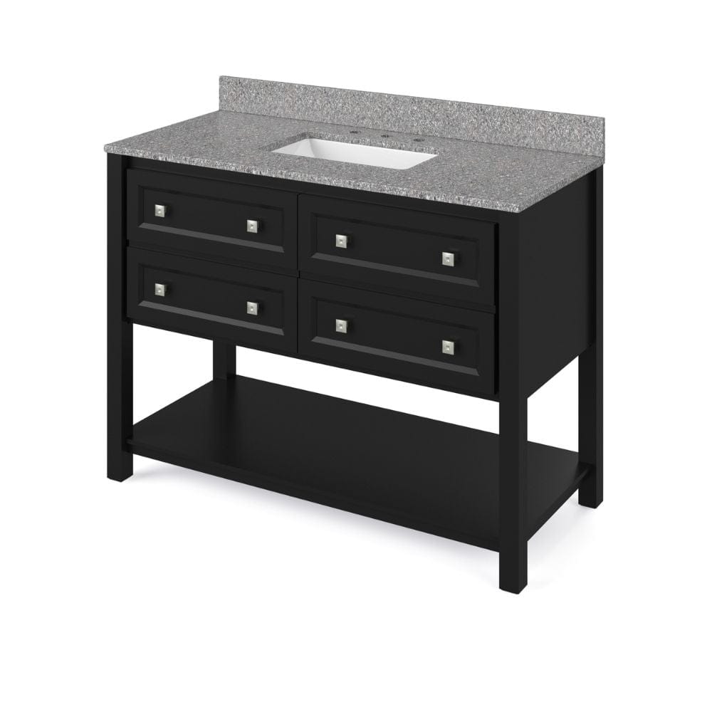 Adler Transitional 48" Black Vanity, Boulder Cultured Marble Top | VKITADL48BKBOR