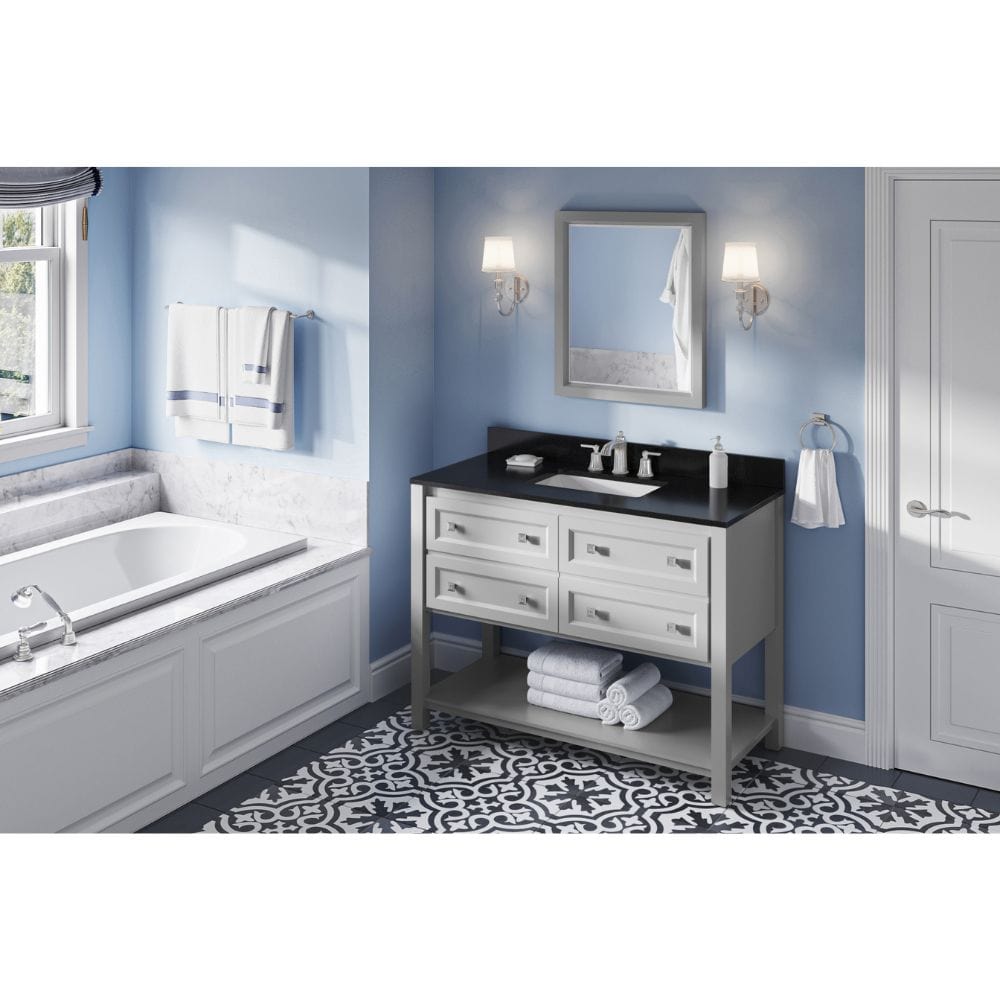 Adler Transitional 48" Grey Vanity, Black Granite Top | VKITADL48GRBGR