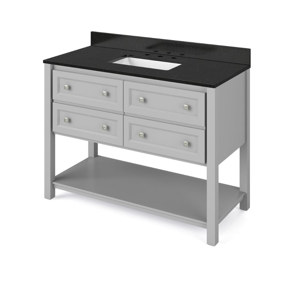 Adler Transitional 48" Grey Vanity, Black Granite Top | VKITADL48GRBGR