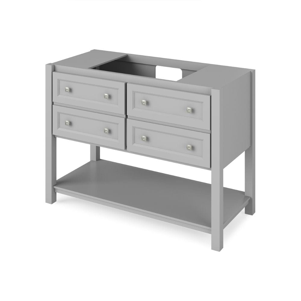 Adler Transitional 48" Grey Vanity, Steel Grey Cultured Marble Vanity Top | VKITADL48GRSGR