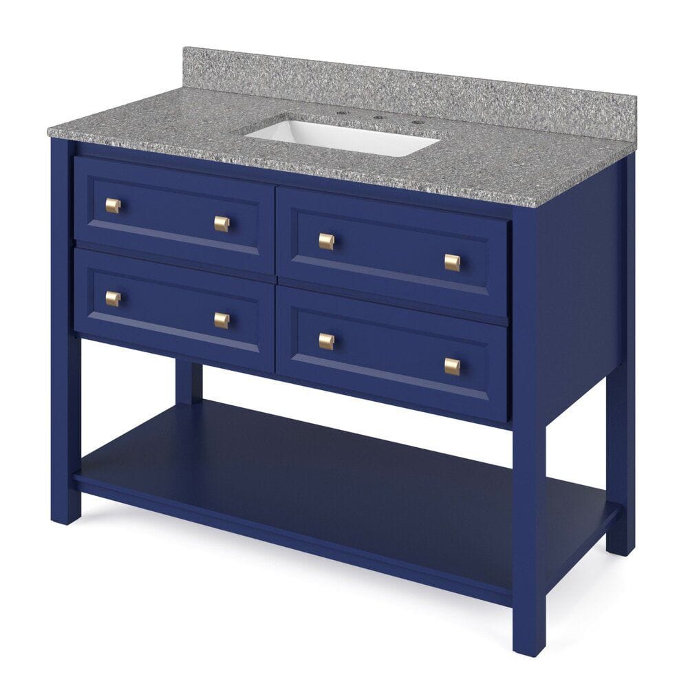 Adler Transitional 48" Hale Blue Vanity, Boulder Cultured Marble Top | VKITADL48BLBOR