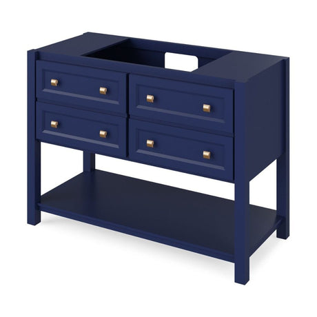 Adler Transitional 48" Hale Blue Vanity, Boulder Cultured Marble Top | VKITADL48BLBOR