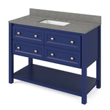 Adler Transitional 48" Hale Blue Vanity, Steel Grey Cultured Marble Top | VKITADL48BLSGR