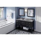 Adler Transitional 60" Black Double Sink Vanity, Boulder Cultured Marble Top | VKITADL60BKBOR