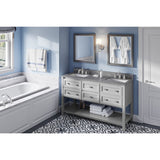 Adler Transitional 60" Grey Double Sink Vanity, Boulder Cultured Marble Top | VKITADL60GRBOR