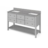 Adler Transitional 60" Grey Double Sink Vanity, Boulder Cultured Marble Top | VKITADL60GRBOR