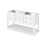 Adler Transitional 60" White Double Sink Vanity, Black Granite Top | VKITADL60WHBGR