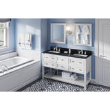 Adler Transitional 60" White Double Sink Vanity, Black Granite Top | VKITADL60WHBGR