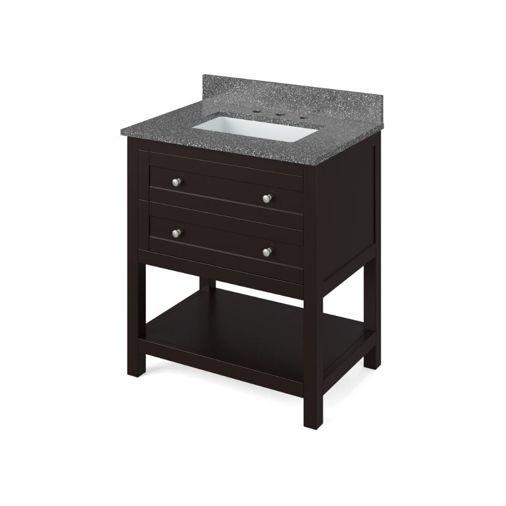 Astoria Transitional 30" Espresso Vanity, Boulder Cultured Marble Top | VKITAST30ESBOR