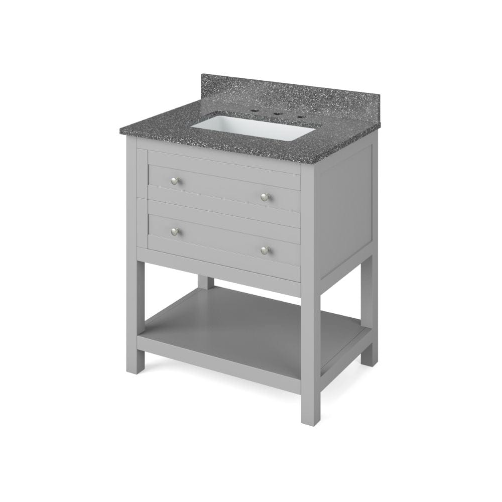 Astoria Transitional 30" Grey Vanity, Boulder Cultured Marble Top | VKITAST30GRBOR