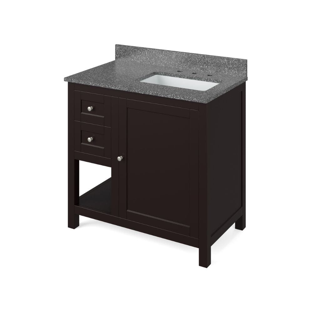 Astoria Transitional 36" Espresso Right Offset Sink Vanity, Boulder Cultured Marble Top | VKITAST36ESBOR