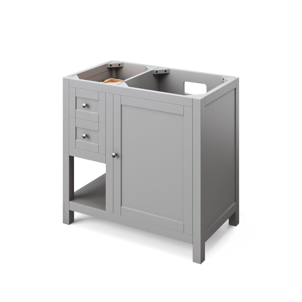 Astoria Transitional 36" Grey Right Offset Sink Vanity, Black Granite Top | VKITAST36GRBGR