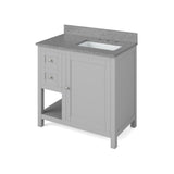 Astoria Transitional 36" Grey Right Offset Sink Vanity, Steel Grey Cultured Marble Top | VKITAST36GRSGR