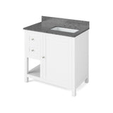 Astoria Transitional 36" White Right Offset Sink Vanity, Boulder Cultured Marble Top | VKITAST36WHBOR