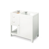 Astoria Transitional 36" White Right Offset Sink Vanity, Steel Grey Cultured Marble Top | VKITAST36WHSGR