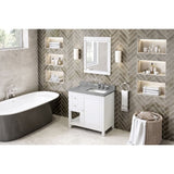 Astoria Transitional 36" White Right Offset Sink Vanity, Steel Grey Cultured Marble Top | VKITAST36WHSGR