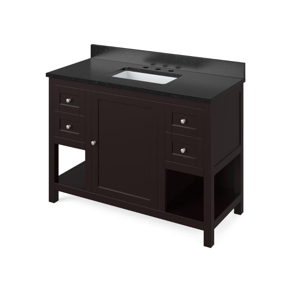 Astoria Transitional 48" Espresso Vanity, Black Granite Top | VKITAST48ESBGR