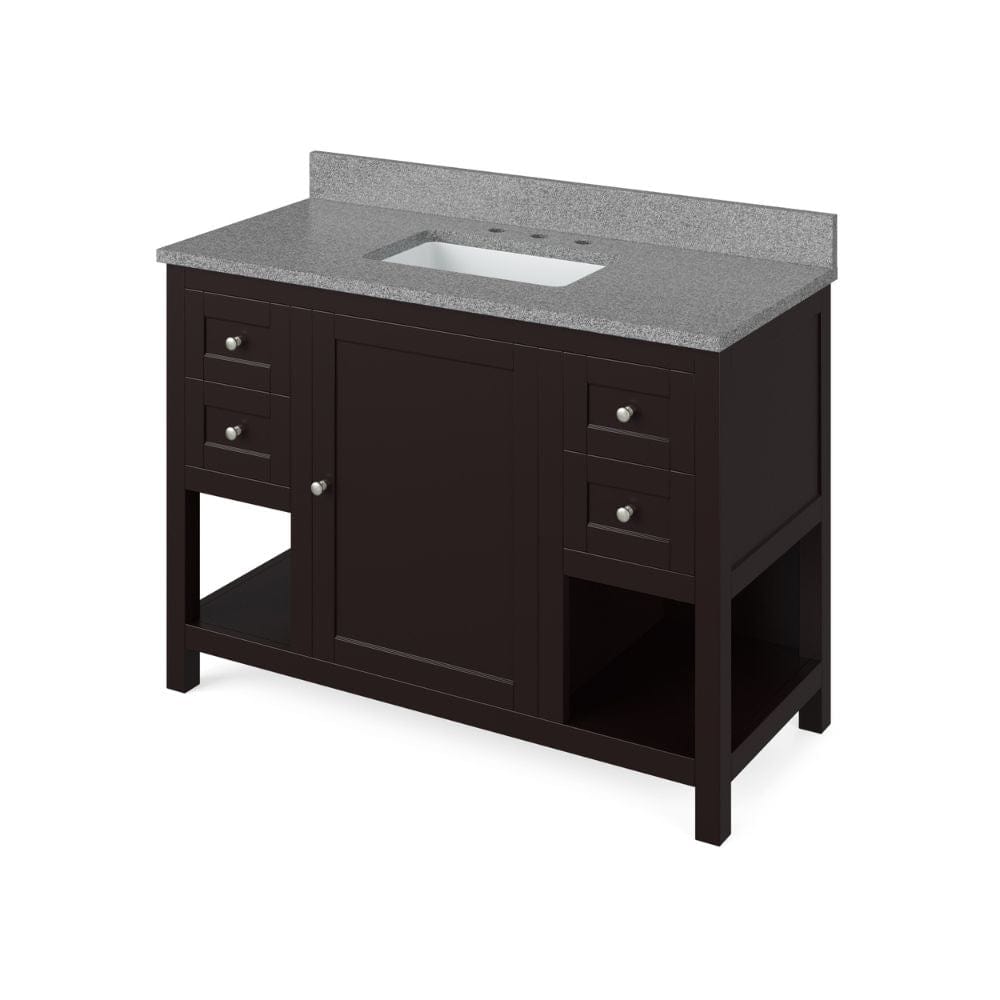 Astoria Transitional 48" Espresso Vanity, Steel Grey Cultured Marble Top | VKITAST48ESSGR