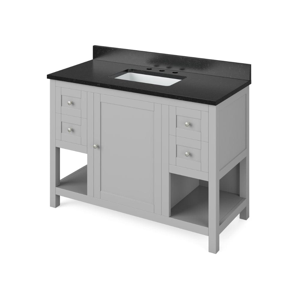 Astoria Transitional 48" Grey Vanity, Black Granite Top | VKITAST48GRBGR