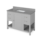 Astoria Transitional 48" Grey Vanity, Steel Grey Cultured Marble Top | VKITAST48GRSGR