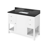 Astoria Transitional 48" White Vanity, Black Granite Vanity Top | VKITAST48WHBGR