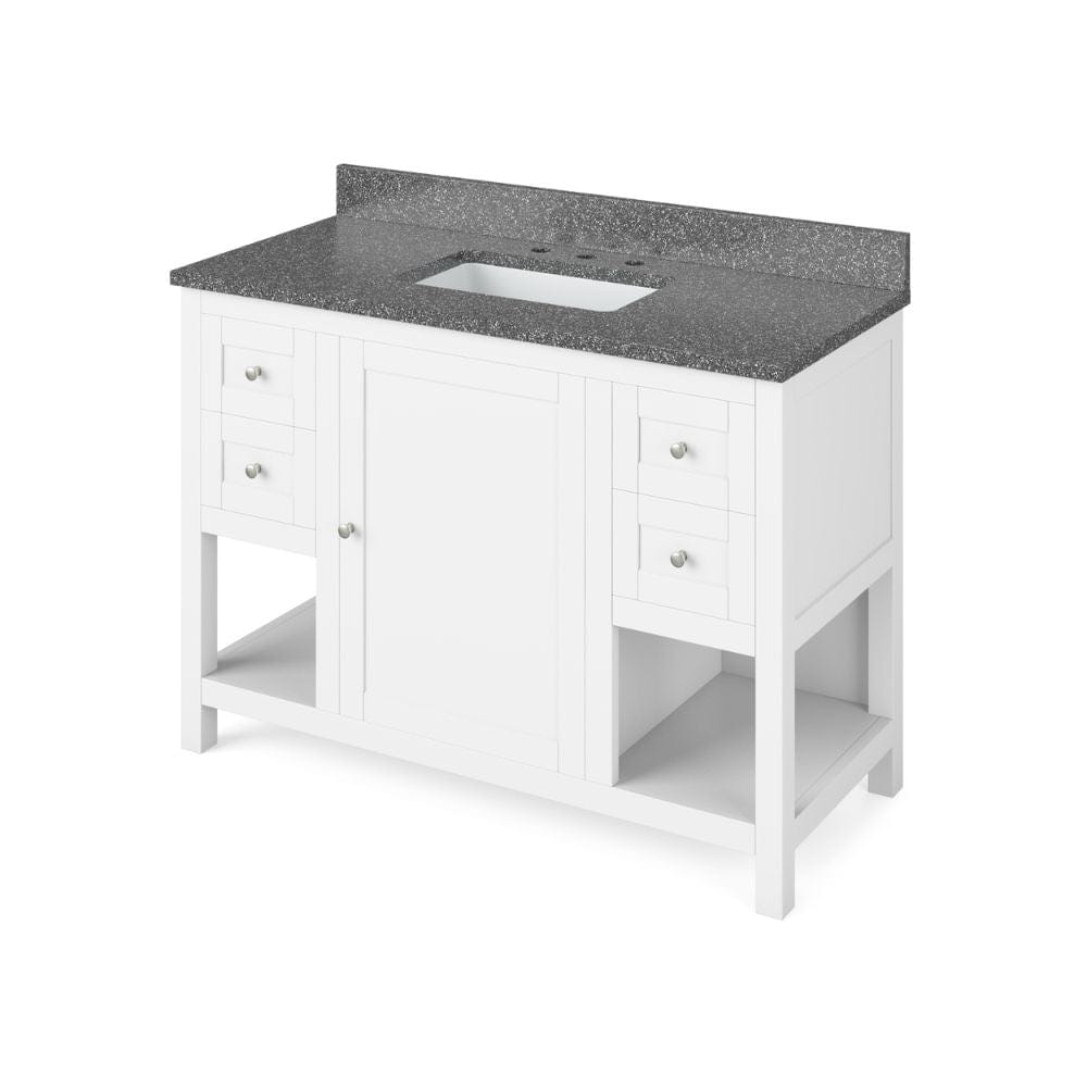 Astoria Transitional 48" White Vanity, Boulder Cultured Marble Top | VKITAST48WHBOR