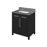 Cade Transitional 30" Black Bathroom Vanity, Boulder Cultured Marble Top | VKITCAD30BKBOR