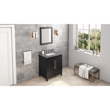 Cade Transitional 30" Black Bathroom Vanity, Boulder Cultured Marble Top | VKITCAD30BKBOR