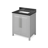 Cade Transitional 30" Grey Bathroom Vanity, Black Granite Top | VKITCAD30GRBGR