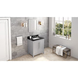 Cade Transitional 30" Grey Bathroom Vanity, Black Granite Top | VKITCAD30GRBGR