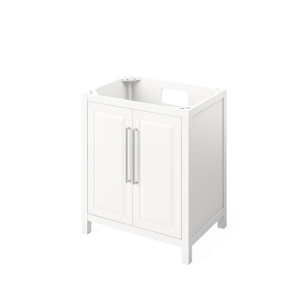 Cade Transitional 30" White Bathroom Vanity, Black Granite Top | VKITCAD30WHBGR