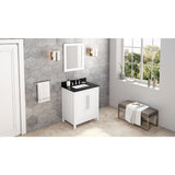 Cade Transitional 30" White Bathroom Vanity, Black Granite Top | VKITCAD30WHBGR