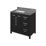 Cade Transitional 36" Black Left Offset Sink Vanity, Boulder Vanity Cultured Marble Top | VKITCAD36BKBOR